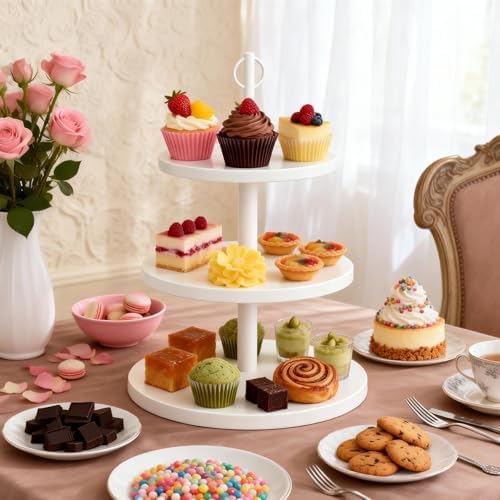 Cupcake Stand,3Tier Round Rustic Cupcake Stand Holds 50Cupcakes in White 1, alternate view 6