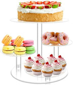 Cupcake Stand, 4 Tier Acrylic Cake Stand, Round Cake and Cupcake Stand Combo, Clear Tiered Cupcake Tower Stands