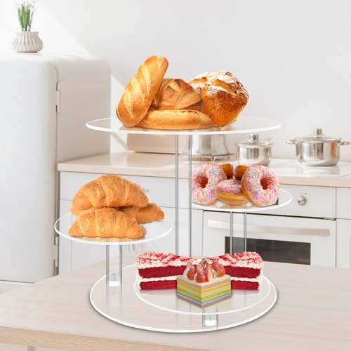 Cupcake Stand, 4 Tier Acrylic Cake Stand, Round Cake and Cupcake Stand Combo, Clear Tiered Cupcake Tower Stands, alternate