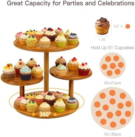 Cupcake Stand, 4 Tier Cupcake Tower Stand for 50 Cupcakes, Wood Cake Stand, Wedding Cake Stands, Cupcake Display, alternate