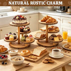 Cupcake Stand 4-Tier Natural Wooden Dessert Display Stand in Brown, alternate view 4