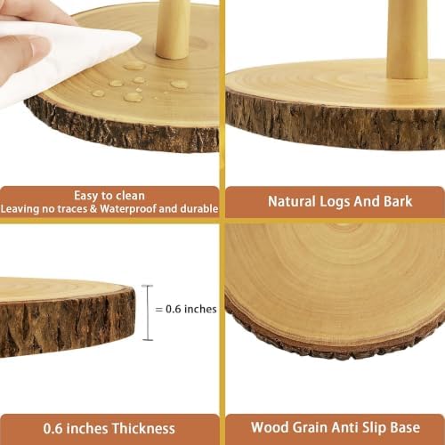 Cupcake Stand 4-Tier Natural Wooden Dessert Display Stand in Brown, alternate view 5