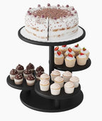 Cupcake Stand, 4 Tier Round Bamboo Wood Black Cupcake Tower Stand for 50 Cupcakes, Tiered Serving Trays, Wood