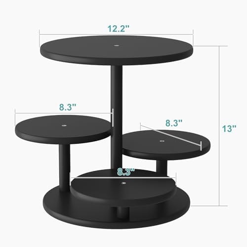 Cupcake Stand, 4 Tier Round Bamboo Wood Black Cupcake Tower Stand for 50 Cupcakes, Tiered Serving Trays, Wood, alternate view