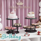 Cupcake Stand, 4 Tier Round Bamboo Wood Black Cupcake Tower Stand for 50 Cupcakes, Tiered Serving Trays, Wood, alternate view