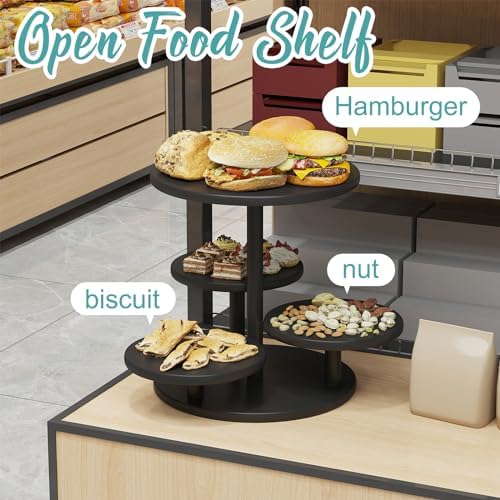 Cupcake Stand, 4 Tier Round Bamboo Wood Black Cupcake Tower Stand for 50 Cupcakes, Tiered Serving Trays, Wood, alternate view