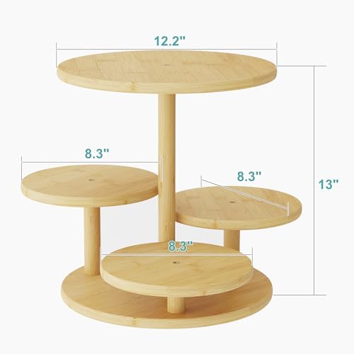 Cupcake Stand, 4 Tier Round Bamboo Wood Cupcake Tower Stand for 50 Cupcakes, Tiered Serving Trays, Wood Cake and, alternate