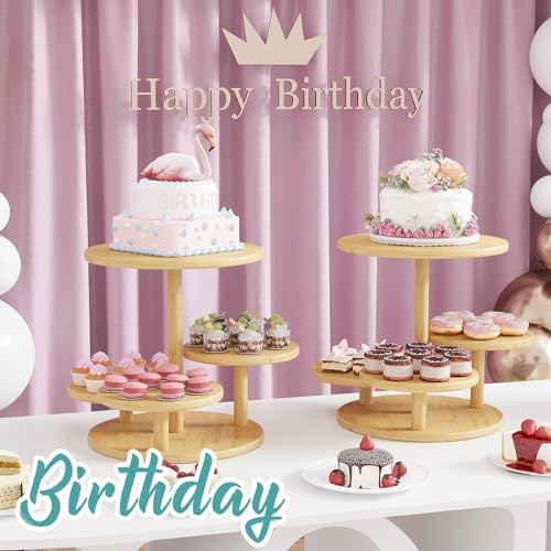 Cupcake Stand, 4 Tier Round Bamboo Wood Cupcake Tower Stand for 50 Cupcakes, Tiered Serving Trays, Wood Cake and, alternate