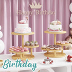 Cupcake Stand, 4 Tier Round Bamboo Wood Cupcake Tower Stand for 50 Cupcakes, Tiered Serving Trays, Wood Cake and, alternate