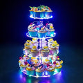 Cupcake Stand, 4-Tier Round Cupcake Holder with LED light String, Acrylic Cupcake Tower Display-Dessert