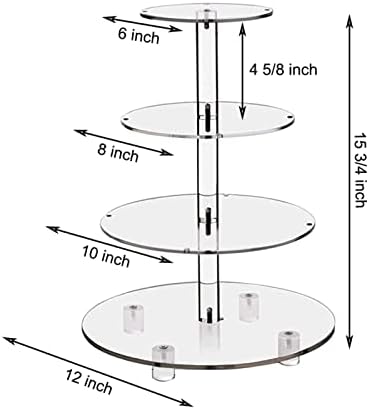 Cupcake Stand, 4-Tier Round Cupcake Holder with LED light String, Acrylic Cupcake Tower Display-Dessert, alternate view 3