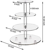 Cupcake Stand, 4-Tier Round Cupcake Holder with LED light String, Acrylic Cupcake Tower Display-Dessert, alternate view 3