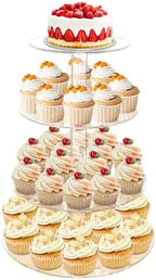 Cupcake Stand, 4 Tier, Round Tiered Cupcake Tower, Clear Acrylic Cupcake Holder, Dessert Stands for Party