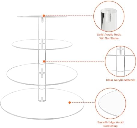 Cupcake Stand, 4 Tier, Round Tiered Cupcake Tower, Clear Acrylic Cupcake Holder, Dessert Stands for Party, alternate view 5