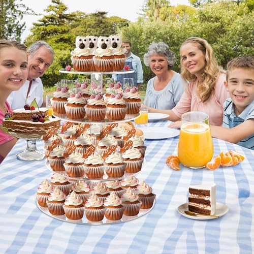 Cupcake Stand, 4 Tier, Round Tiered Cupcake Tower, Clear Acrylic Cupcake Holder, Dessert Stands for Party, alternate view 6