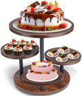 Cupcake Stand, 4 Tier Round Wood Cupcake Tower Stand for 50 Cupcakes in Brown
