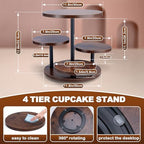 Cupcake Stand, 4 Tier Round Wood Cupcake Tower Stand for 50 Cupcakes in Brown, alternate view 3