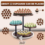 Cupcake Stand, 4 Tier Round Wood Cupcake Tower Stand for 50 Cupcakes in Brown, alternate view 7