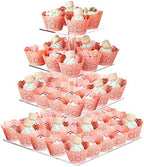 Cupcake Stand, 4 Tier Square Acrylic Cupcake Display Stand Holder, Clear Dessert Pastry Tower for Wedding