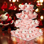 Cupcake Stand, 4 Tier Square Acrylic Cupcake Display Stand Holder, Clear Dessert Pastry Tower for Wedding, alternate view 2