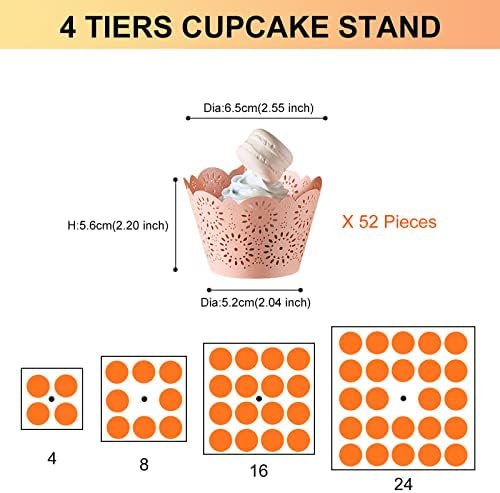 Cupcake Stand, 4 Tier Square Acrylic Cupcake Display Stand Holder, Clear Dessert Pastry Tower for Wedding, alternate view 3