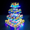 Cupcake Stand, 4-Tier Square Cupcake Holder with LED light String, Acrylic Cupcake Tower Display-Dessert