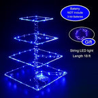 Cupcake Stand, 4-Tier Square Cupcake Holder with LED light String, Acrylic Cupcake Tower Display-Dessert, alternate view 4