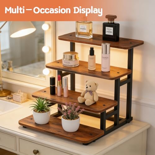 Cupcake Stand, 4 Tier Wood Display Stand for 50 Cupcakes, 2 Pack in Rustic Brown, alternate view 5