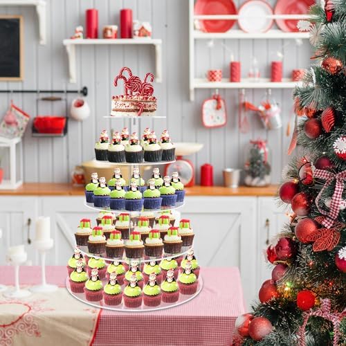 Cupcake Stand, 5 Tier Large, Round Tiered Cupcake Holder, Clear Acrylic Cup Cake Tower Stand, Dessert Table, alternate view 5