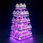 Cupcake Stand, 5-Tier Square Cupcake Holder with LED Light String, Acrylic Cupcake Tower Display-Dessert