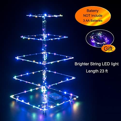 Cupcake Stand, 5-Tier Square Cupcake Holder with LED Light String, Acrylic Cupcake Tower Display-Dessert, alternate view 4