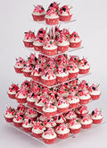 Cupcake Stand, 5 Tier Square Cupcake Tree Tower, Clear Cupcake Holder, Pastry Display Rack for Party, Wedding
