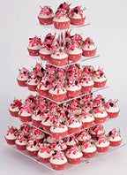 Cupcake Stand, 5 Tier Square Cupcake Tree Tower, Clear Cupcake Holder, Pastry Display Rack for Party, Wedding