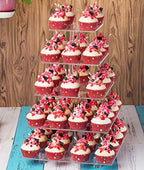 Cupcake Stand, 5 Tier Square Cupcake Tree Tower, Clear Cupcake Holder, Pastry Display Rack for Party, Wedding, alternate view