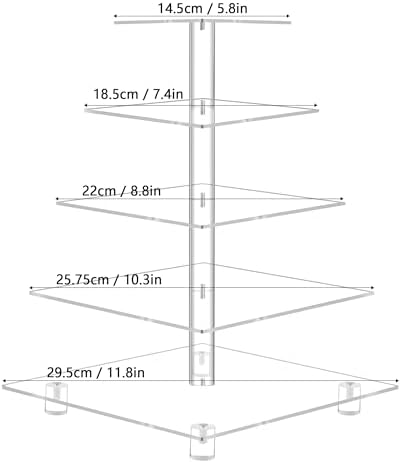 Cupcake Stand, 5 Tier Square Cupcake Tree Tower, Clear Cupcake Holder, Pastry Display Rack for Party, Wedding, alternate view