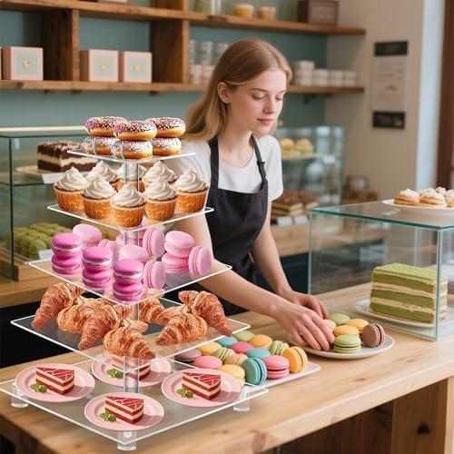 Cupcake Stand, 5 Tier Square Cupcake Tree Tower, Clear Cupcake Holder, Pastry Display Rack for Party, Wedding, alternate view