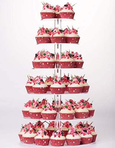Cupcake Stand, 6 Tier Large Cupcake Tower Display, Round Cupcake Holder, Acrylic Dessert Stand, Pastry Display