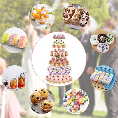 Cupcake Stand, 6 Tier Large Cupcake Tower Display, Round Cupcake Holder, Acrylic Dessert Stand, Pastry Display, alternate