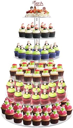 Cupcake Stand, 6 Tier Large, Round Tiered Cupcake Holder, Clear Acrylic Cup Cake Tower Stand, Dessert Table
