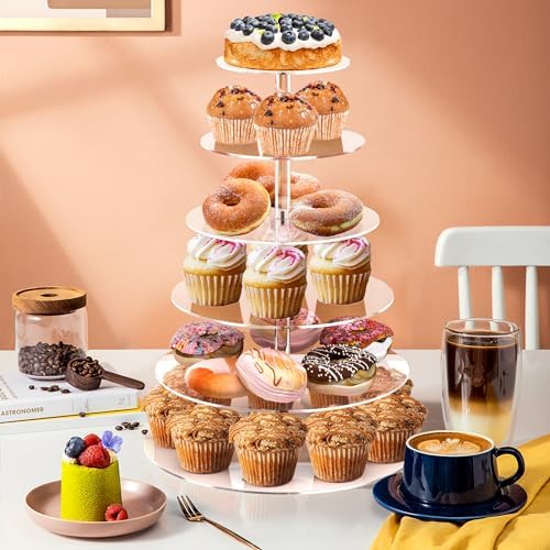 Cupcake Stand, 6 Tier, Round Acrylic Dessert Table Display, Clear Cupcake Tower Display for Party, Wedding, alternate view 2