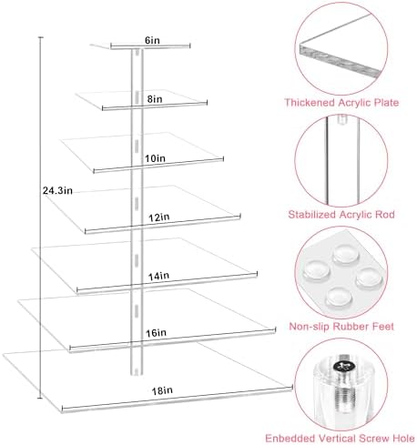 Cupcake Stand, 7 Tier Square Cupcake Stand for 160 Cupcakes, Acrylic Cupcake Tower Stand, Large Cupcake Display, alternate
