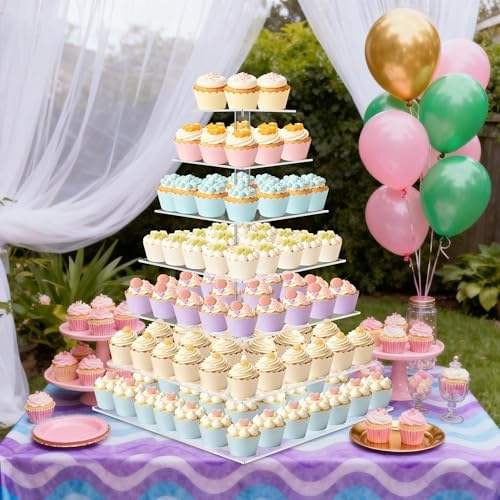 Cupcake Stand, 7 Tier Square Cupcake Stand for 160 Cupcakes, Acrylic Cupcake Tower Stand, Large Cupcake Display, alternate