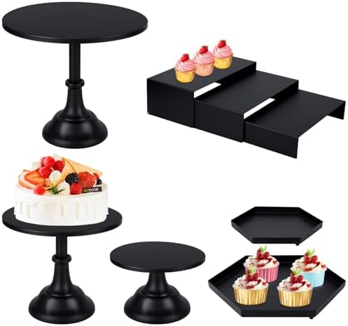 Cupcake Stand, 8pcs Black Cake Display Stands Set, Metal Cake Stands Dessert Table Display Set, Cup Cake Tower