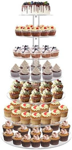 Cupcake Stand, Acrylic Cupcake Tower Tree, 7 Tier Large Cupcake Holder for Pastry, Clear Cupcake Dispaly Stand