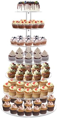 Cupcake Stand, Acrylic Cupcake Tower Tree, 7 Tier Large Cupcake Holder for Pastry, Clear Cupcake Dispaly Stand