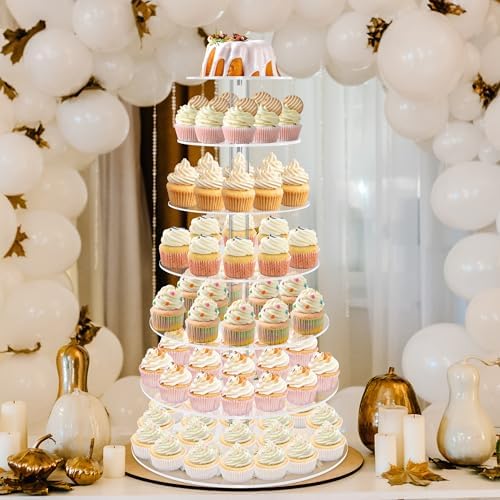 Cupcake Stand, Acrylic Cupcake Tower Tree, 7 Tier Large Cupcake Holder for Pastry, Clear Cupcake Dispaly Stand, alternate