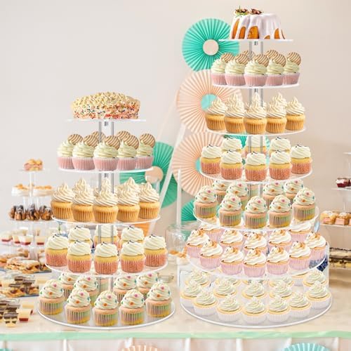 Cupcake Stand, Acrylic Cupcake Tower Tree, 7 Tier Large Cupcake Holder for Pastry, Clear Cupcake Dispaly Stand, alternate