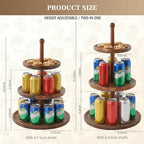 Cupcake Stand Dessert Table Display Set - 2 in 1 Adjustable Height Rustic Natural Acacia Cupcake Holder Round, alternate view