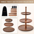 Cupcake Stand Dessert Table Display Set - 2 in 1 Adjustable Height Rustic Natural Acacia Cupcake Holder Round, alternate view