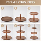 Cupcake Stand Dessert Table Display Set - 2 in 1 Adjustable Height Rustic Natural Acacia Cupcake Holder Round, alternate view